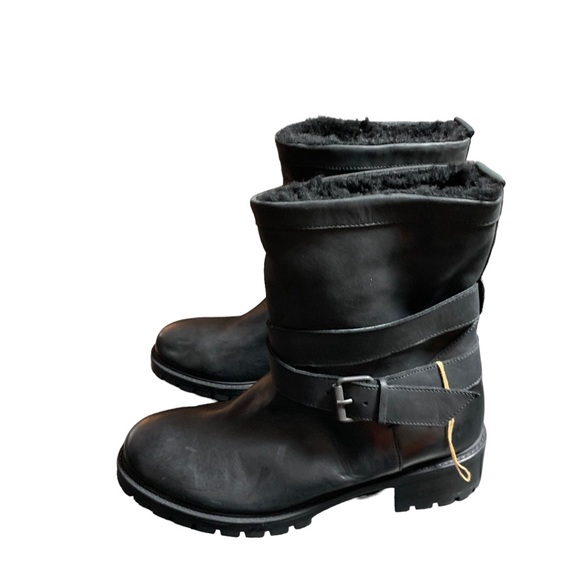 ROSS & SNOW Christina Ankle Boot Black Leather Shearling Lined Women’s Size 10 - Picture 11 of 12